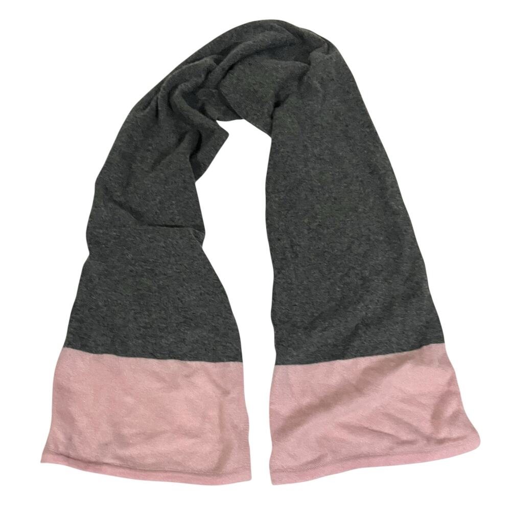 Samuel Parker Clothier Cashmere Scarf Pink Gray Made in Scotland 50x9”
